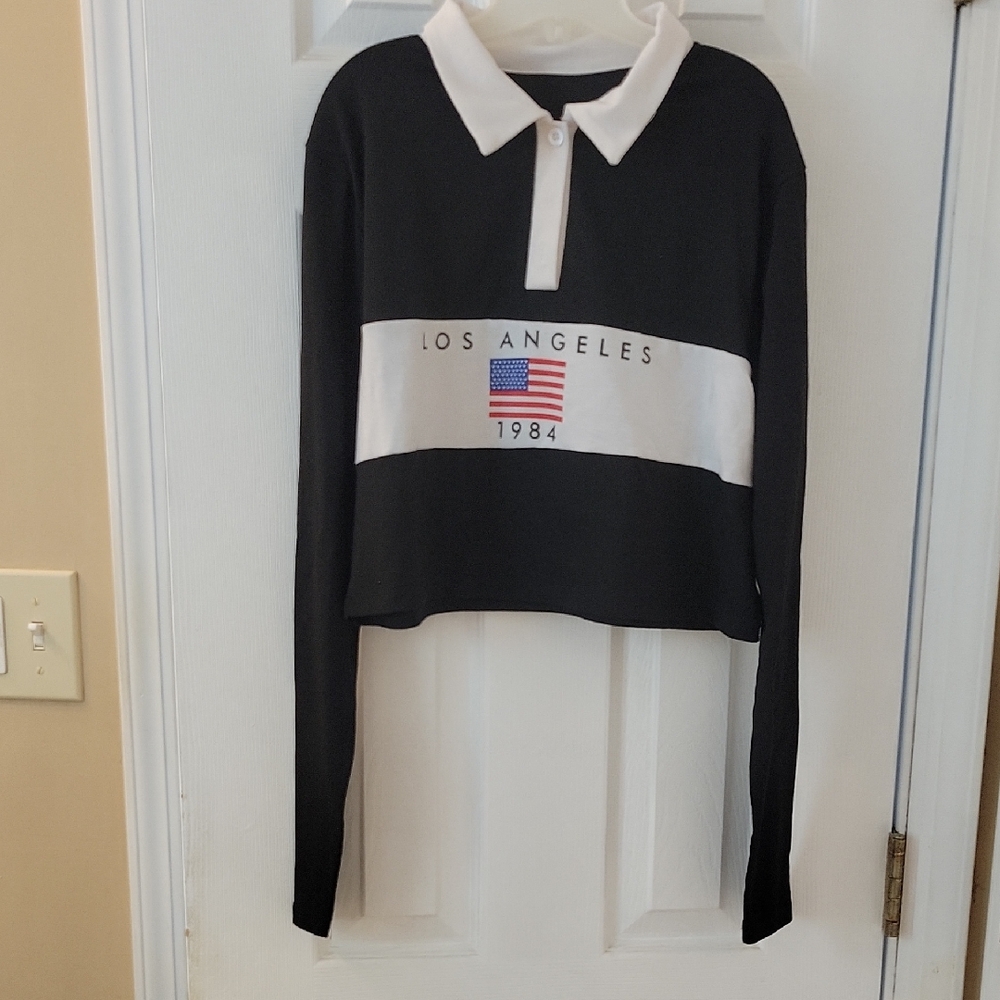 ASOS Black and White Crop Top with Los Angeles 1984 Design NWT - Never Worn